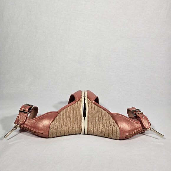DONALD J PLINER Brook Metallic Coral Leather Ankle Espadrille Wedge Sandal 8.5 M - Picture 10 of 17